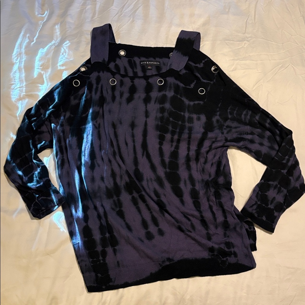 Rock & Republic Black and Purple tie Dye Sweater
